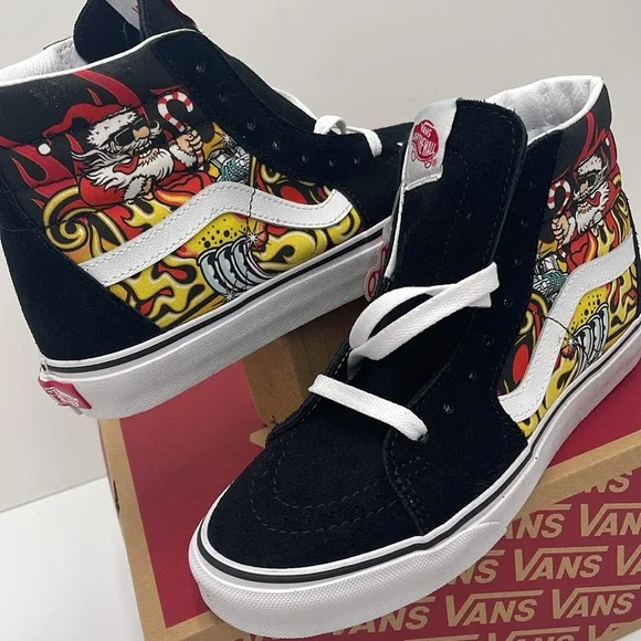 Vans Men’s High-Top Sneakers - Black Red Sk8-HiSanta Flame BlackVN0A4BVTBLK